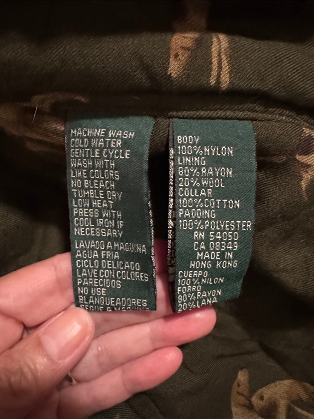 Vintage Lauren Ralph Lauren Cargo Vest Army Green Wool Hunting Dog Lined-2X - Picture 10 of 10